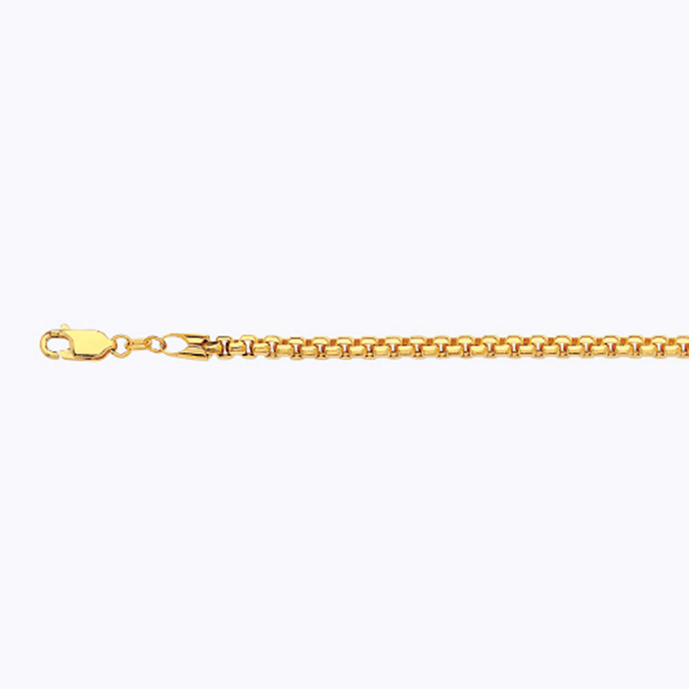 18K 3.5MM YELLOW GOLD SOLID VENETIAN BOX 26" CHAIN NECKLACE (AVAILABLE IN LENGTHS 7" - 30")