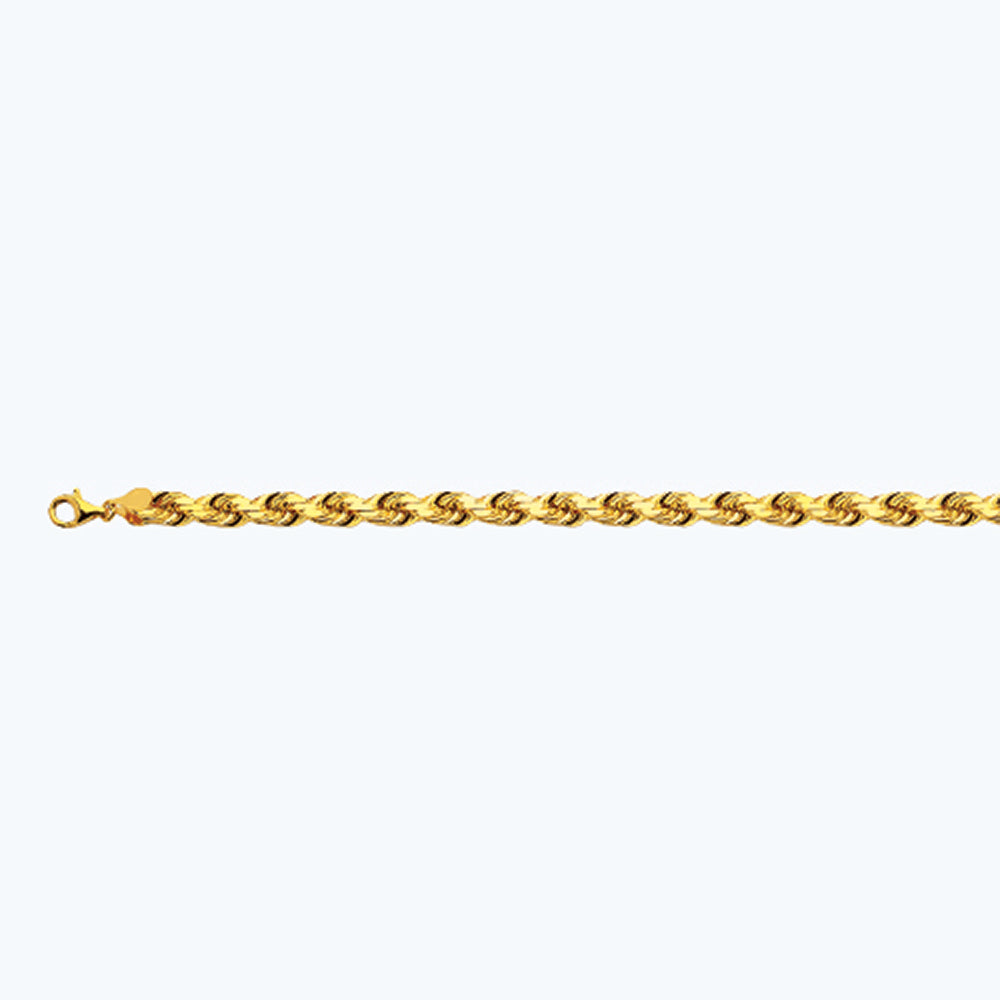14K 8MM YELLOW GOLD SOLID DC ROPE 26" CHAIN NECKLACE (AVAILABLE IN LENGTHS 7" - 30")