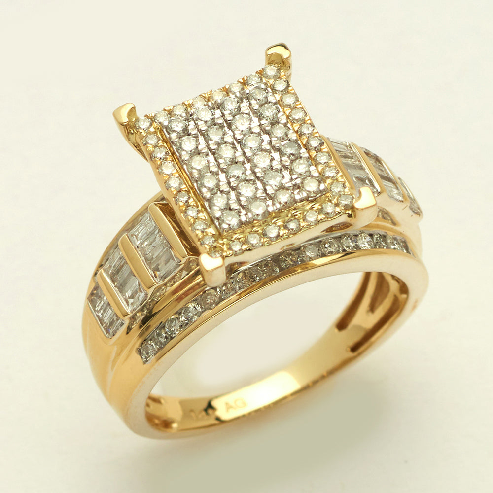 14KY 1.00CTW DIAMOND RECTANGLE CLUSTER RING