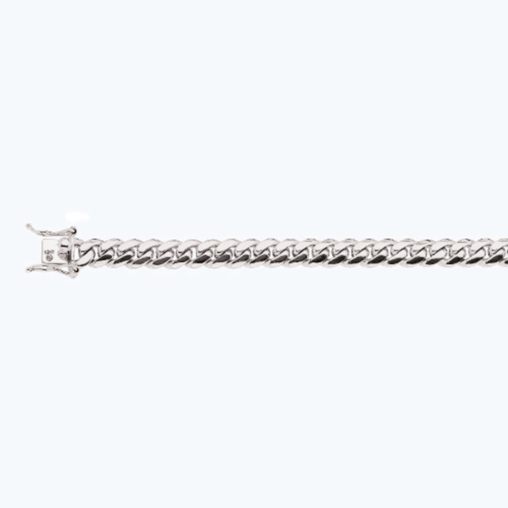 10K 7MM WHITE GOLD SOLID MIAMI CUBAN 18" CHAIN NECKLACE (AVAILABLE IN LENGTHS 7" - 30")