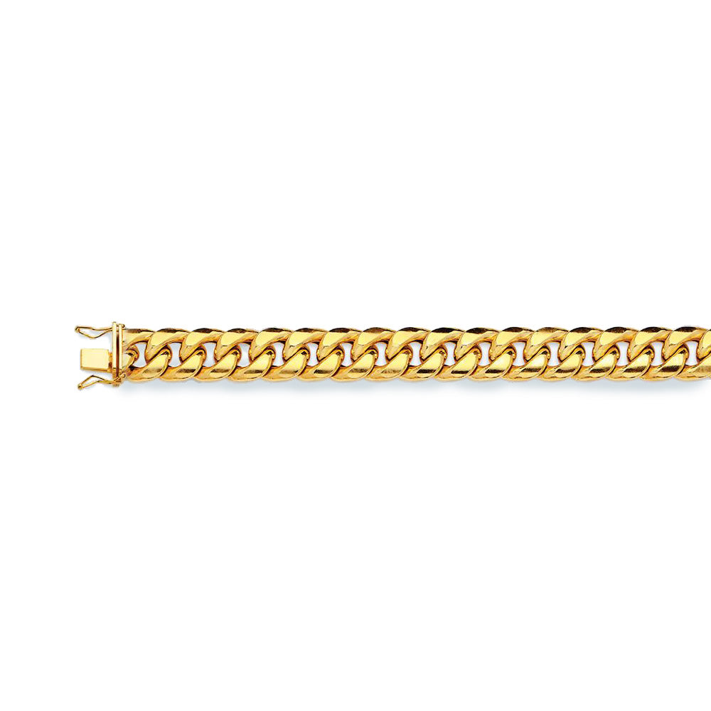 14K 11MM YELLOW GOLD HOLLOW MIAMI CUBAN 8" CHAIN BRACELET (AVAILABLE IN LENGTHS 7" - 30")