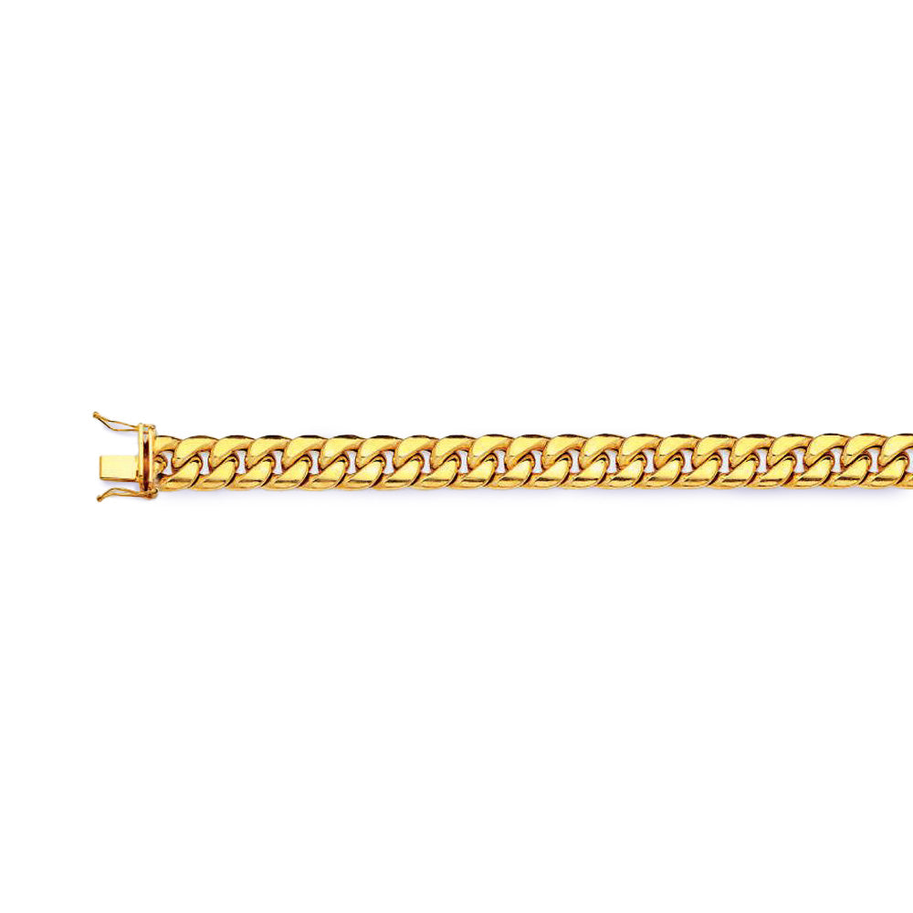 14K 9MM YELLOW GOLD HOLLOW MIAMI CUBAN 7" CHAIN BRACELET (AVAILABLE IN LENGTHS 7" - 30")