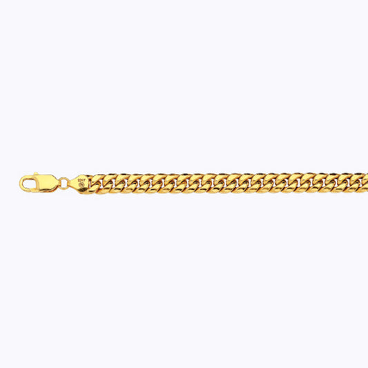 14K 7.5MM YELLOW GOLD HOLLOW MIAMI CUBAN 8.5" CHAIN BRACELET (AVAILABLE IN LENGTHS 7" - 30")