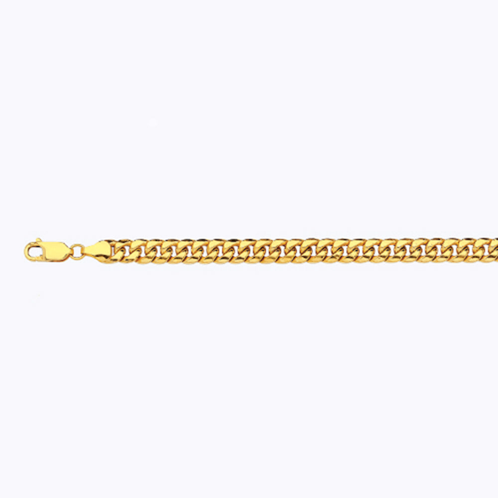 10K 7MM YELLOW GOLD HOLLOW MIAMI CUBAN 18" CHAIN NECKLACE (AVAILABLE IN LENGTHS 7" - 30")