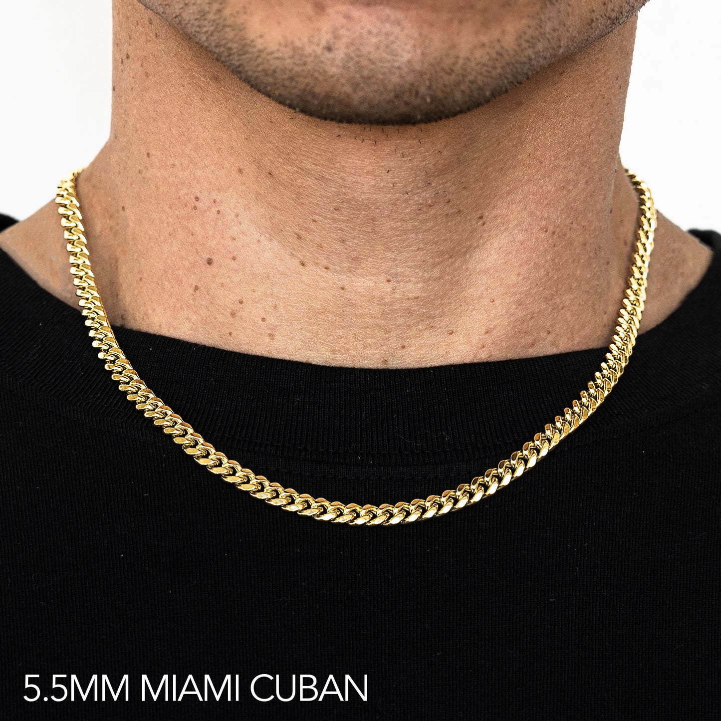 10K 5.5MM YELLOW GOLD HOLLOW MIAMI CUBAN 22" CHAIN NECKLACE (AVAILABLE IN LENGTHS 7" - 30")