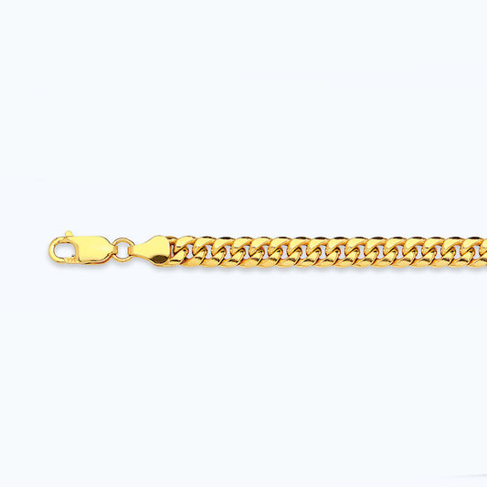 14K 4.5MM YELLOW GOLD HOLLOW MIAMI CUBAN 7.5" CHAIN BRACELET (AVAILABLE IN LENGTHS 7" - 30")