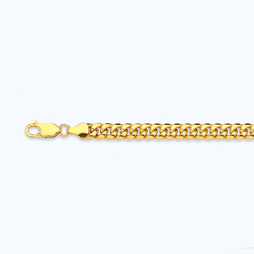 14K 4.5MM YELLOW GOLD HOLLOW MIAMI CUBAN 9" CHAIN BRACELET (AVAILABLE IN LENGTHS 7" - 30")