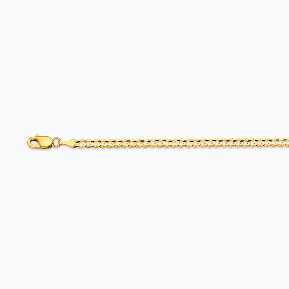 14K 2.5MM YELLOW GOLD SOLID CURB 20" CHAIN NECKLACE (AVAILABLE IN LENGTHS 7" - 30")