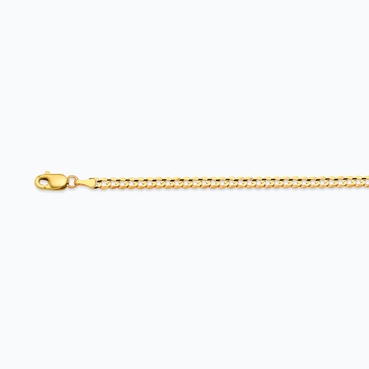 14K 2.5MM YELLOW GOLD SOLID CURB 8" CHAIN BRACELET (AVAILABLE IN LENGTHS 7" - 30")