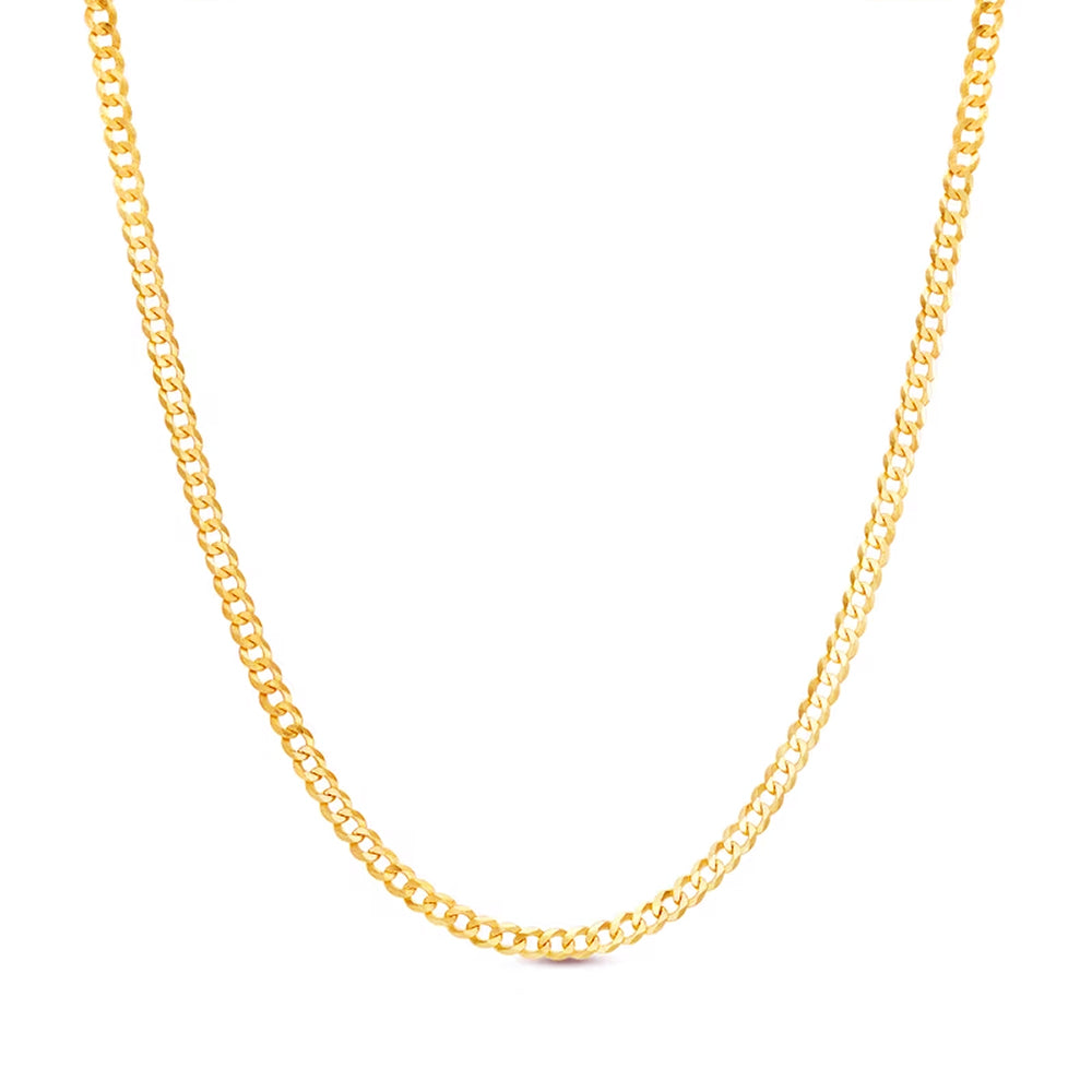 14K 2.5MM YELLOW GOLD SOLID CURB 16" CHAIN NECKLACE (AVAILABLE IN LENGTHS 7" - 30")