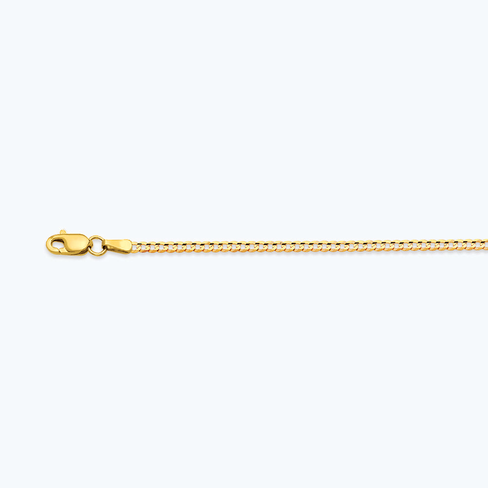 14K 2MM YELLOW GOLD SOLID CURB 30" CHAIN NECKLACE (AVAILABLE IN LENGTHS 7" - 30")