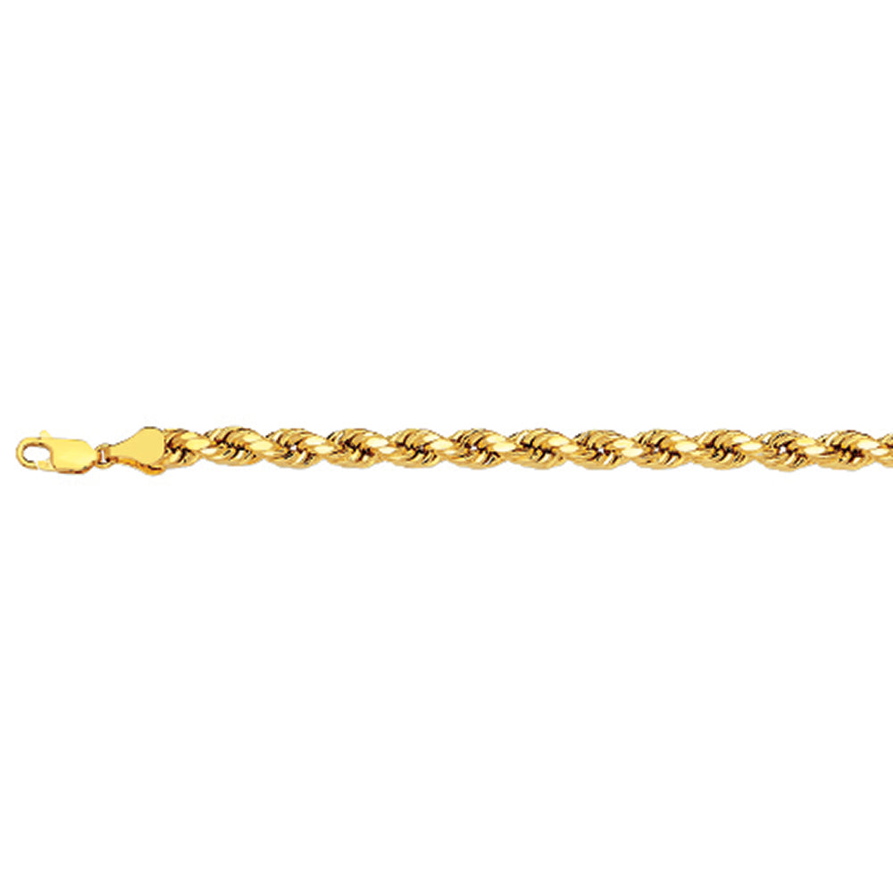 14K 3MM YELLOW GOLD DC HOLLOW ROPE 20" CHAIN NECKLACE (AVAILABLE IN LENGTHS 7" - 30")