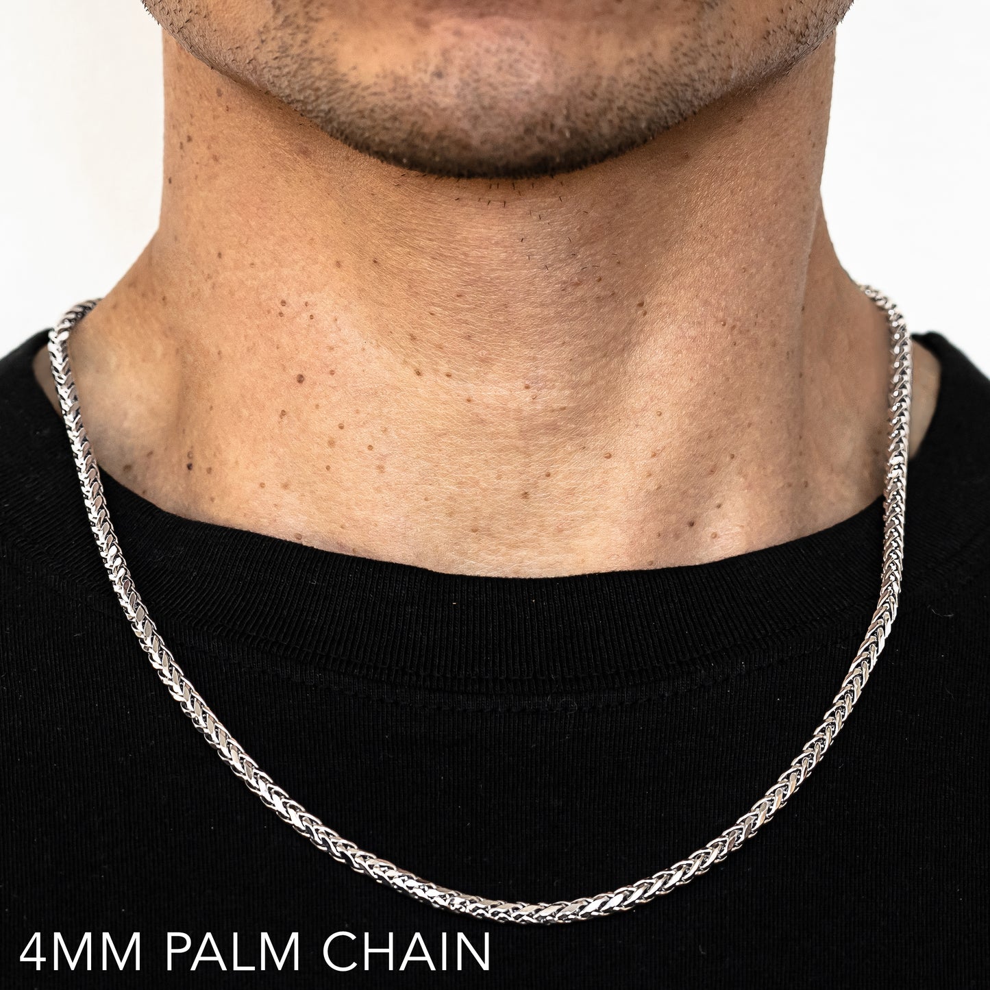 10K 4MM WHITE GOLD PALM 20" CHAIN NECKLACE (AVAILABLE IN LENGTHS 7" - 30")