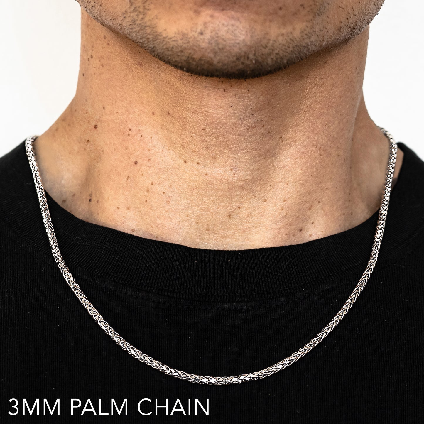 10K 3MM WHITE GOLD PALM 26" CHAIN NECKLACE (AVAILABLE IN LENGTHS 7" - 30")