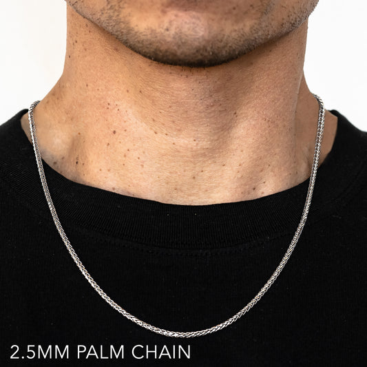 14K 2.5MM WHITE GOLD PALM 18" CHAIN NECKLACE (AVAILABLE IN LENGTHS 7" - 30")