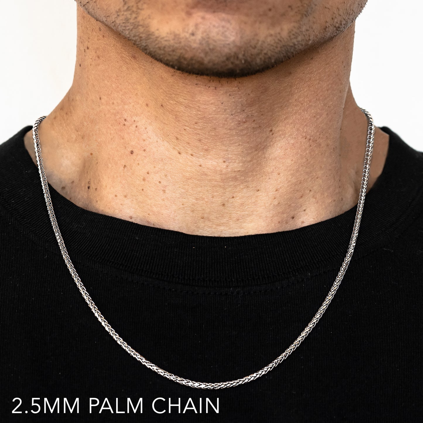 14K 2.5MM WHITE GOLD PALM 24" CHAIN NECKLACE (AVAILABLE IN LENGTHS 7" - 30")