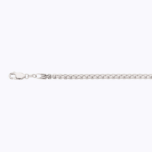 14K 3.5MM WHITE GOLD VENETIAN BOX 9" CHAIN BRACELET (AVAILABLE IN LENGTHS 7" - 30")