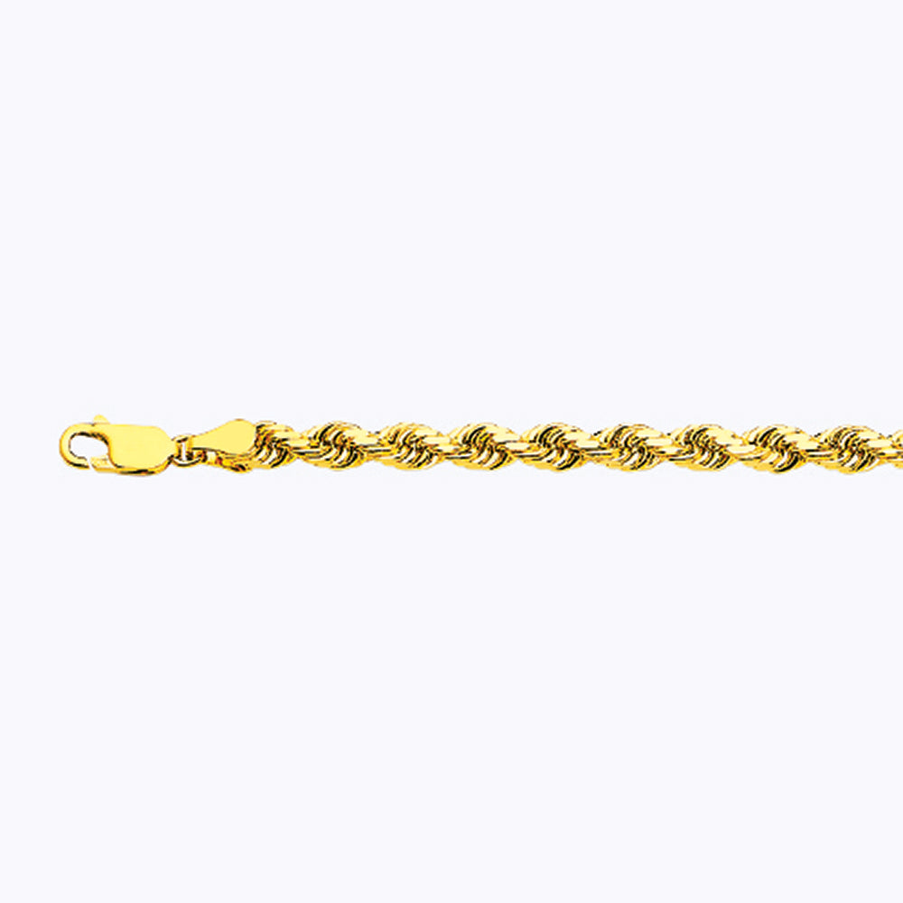 14K 5MM YELLOW GOLD SOLID DC ROPE 16" CHAIN NECKLACE (AVAILABLE IN LENGTHS 7" - 30")