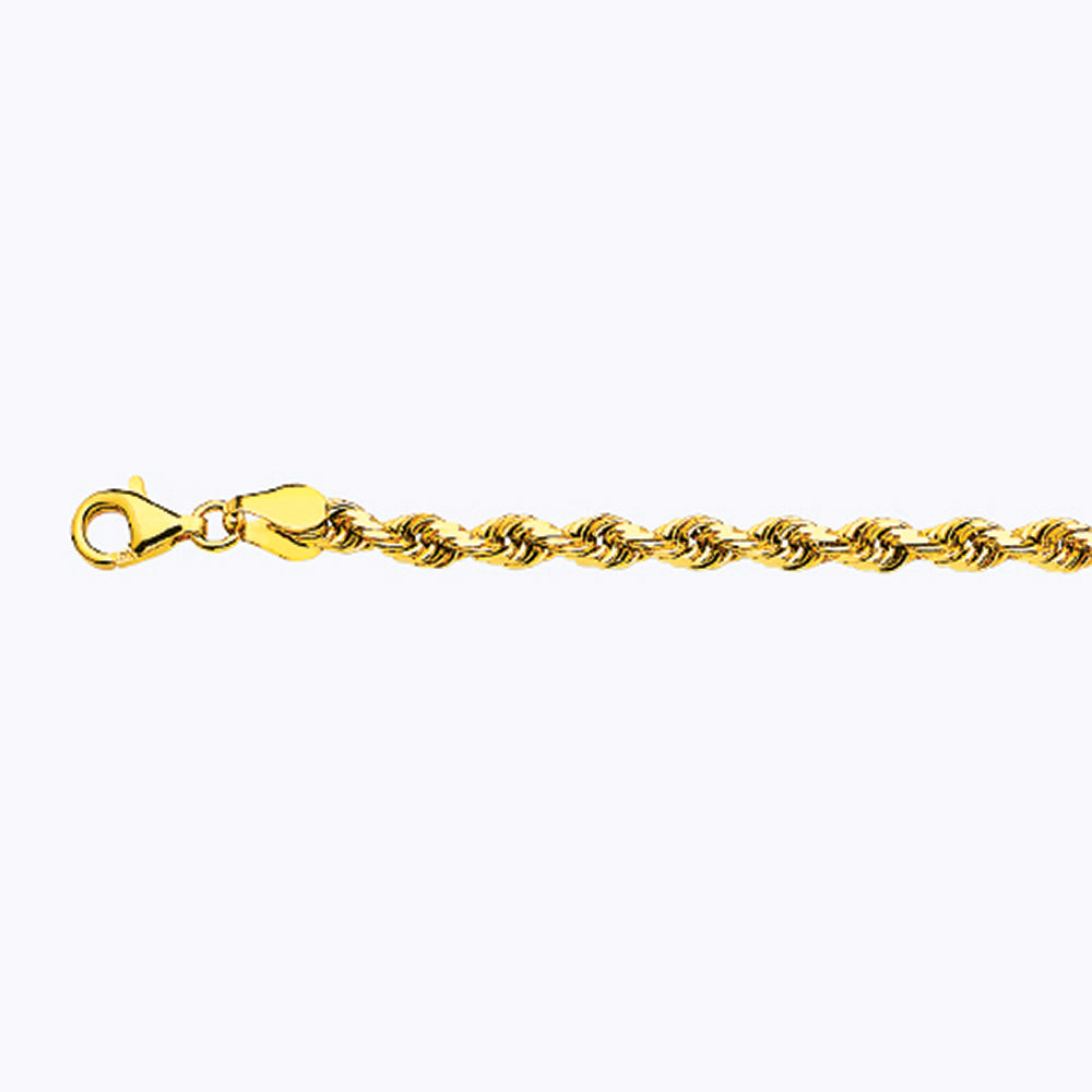 14K 4MM YELLOW GOLD SOLID DC ROPE 18" CHAIN NECKLACE (AVAILABLE IN LENGTHS 7" - 30")