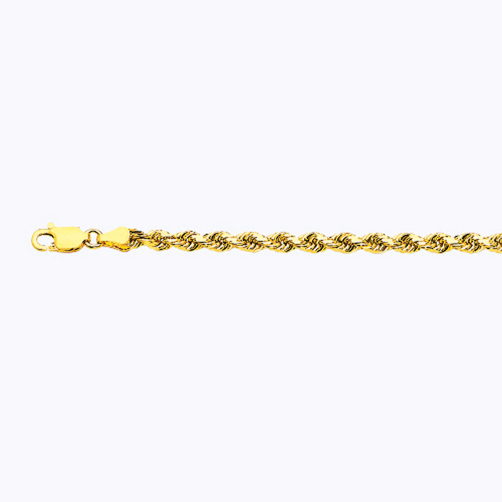 14K 3.5MM YELLOW GOLD SOLID DC ROPE 18" CHAIN NECKLACE (AVAILABLE IN LENGTHS 7" - 30")