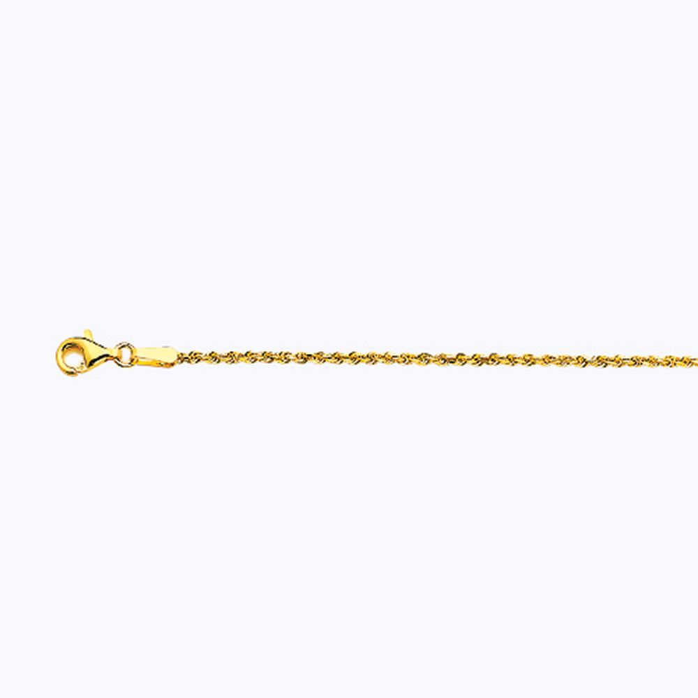 14K 1.5MM YELLOW GOLD SOLID DC ROPE 9" CHAIN BRACELET (AVAILABLE IN LENGTHS 7" - 30")