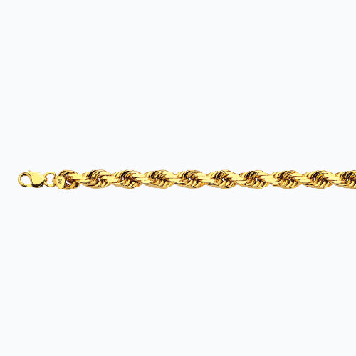 14K 12MM YELLOW GOLD SOLID DC ROPE 7.5" CHAIN BRACELET (AVAILABLE IN LENGTHS 7" - 30")