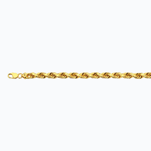 14K 10MM YELLOW GOLD SOLID DC ROPE 9" CHAIN BRACELET (AVAILABLE IN LENGTHS 7" - 30")