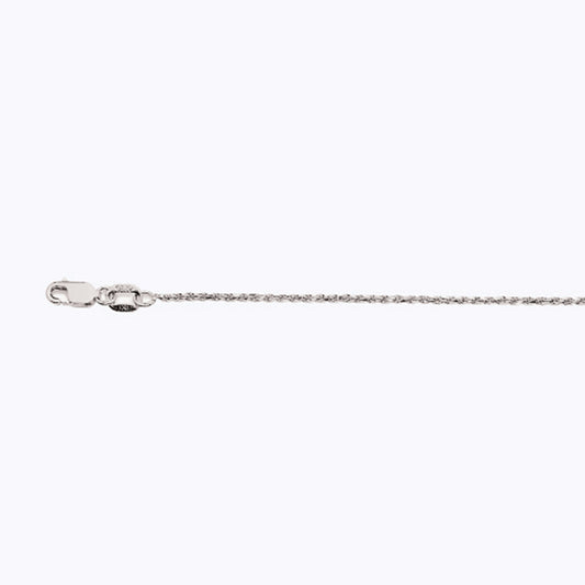 10K 1MM WHITE GOLD SOLID DC ROPE 7" CHAIN BRACELET (AVAILABLE IN LENGTHS 7" - 30")