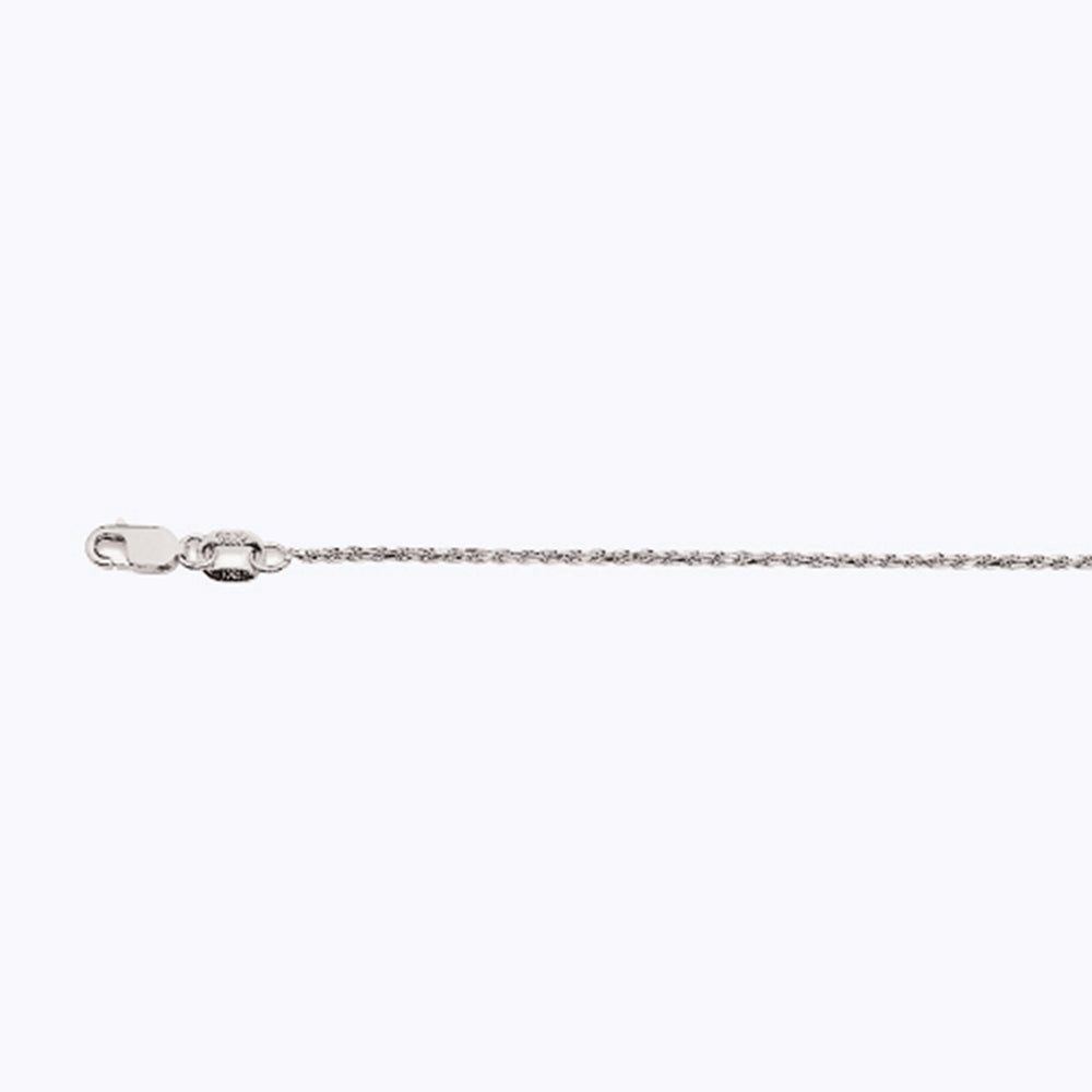 10K 1MM WHITE GOLD SOLID DC ROPE 8" CHAIN BRACELET (AVAILABLE IN LENGTHS 7" - 30")