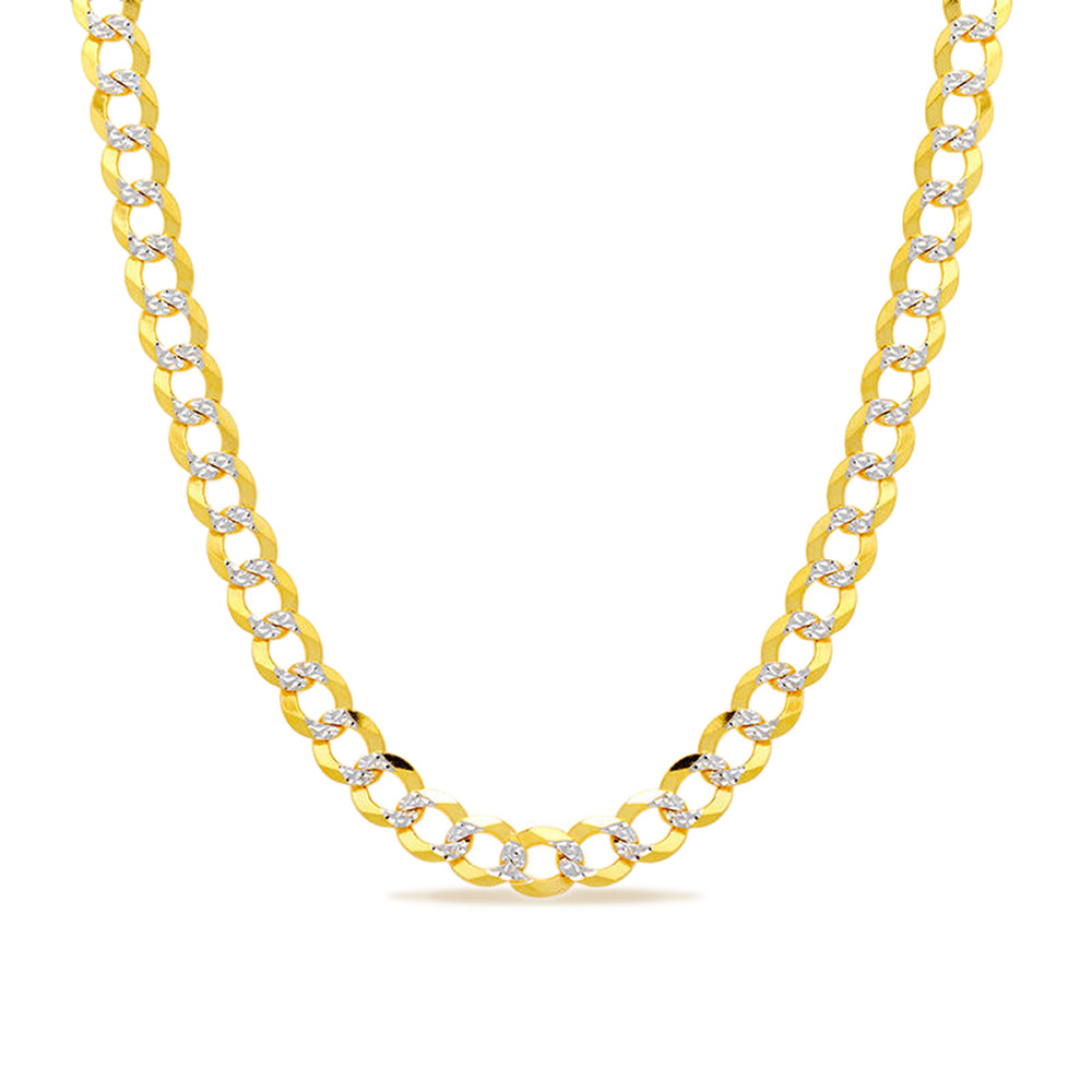 14K 5.5MM YELLOW GOLD SOLID PAVE CURB 24" CHAIN NECKLACE (AVAILABLE IN LENGTHS 7" - 30")