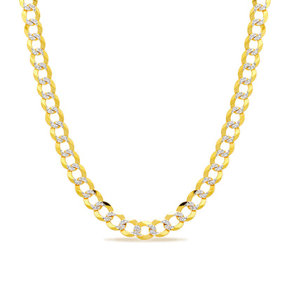 14K 5.5MM YELLOW GOLD SOLID PAVE CURB 30" CHAIN NECKLACE (AVAILABLE IN LENGTHS 7" - 30")