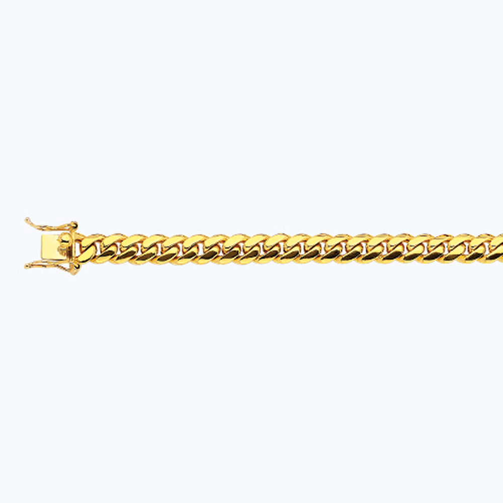 14K 8MM YELLOW GOLD SOLID MIAMI CUBAN 24" CHAIN NECKLACE (AVAILABLE IN LENGTHS 7" - 30")