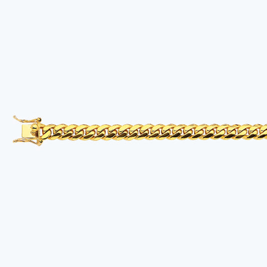 14K 8MM YELLOW GOLD SOLID MIAMI CUBAN 8.5" CHAIN BRACELET (AVAILABLE IN LENGTHS 7" - 30")