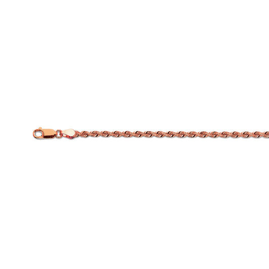 14K 3.5MM ROSE GOLD SOLID DC ROPE 7" CHAIN BRACELET (AVAILABLE IN LENGTHS 7" - 30")