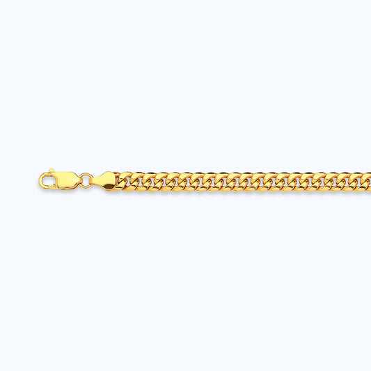 14K 3.75MM YELLOW GOLD HOLLOW MIAMI CUBAN 7" CHAIN BRACELET (AVAILABLE IN LENGTHS 7" - 30")