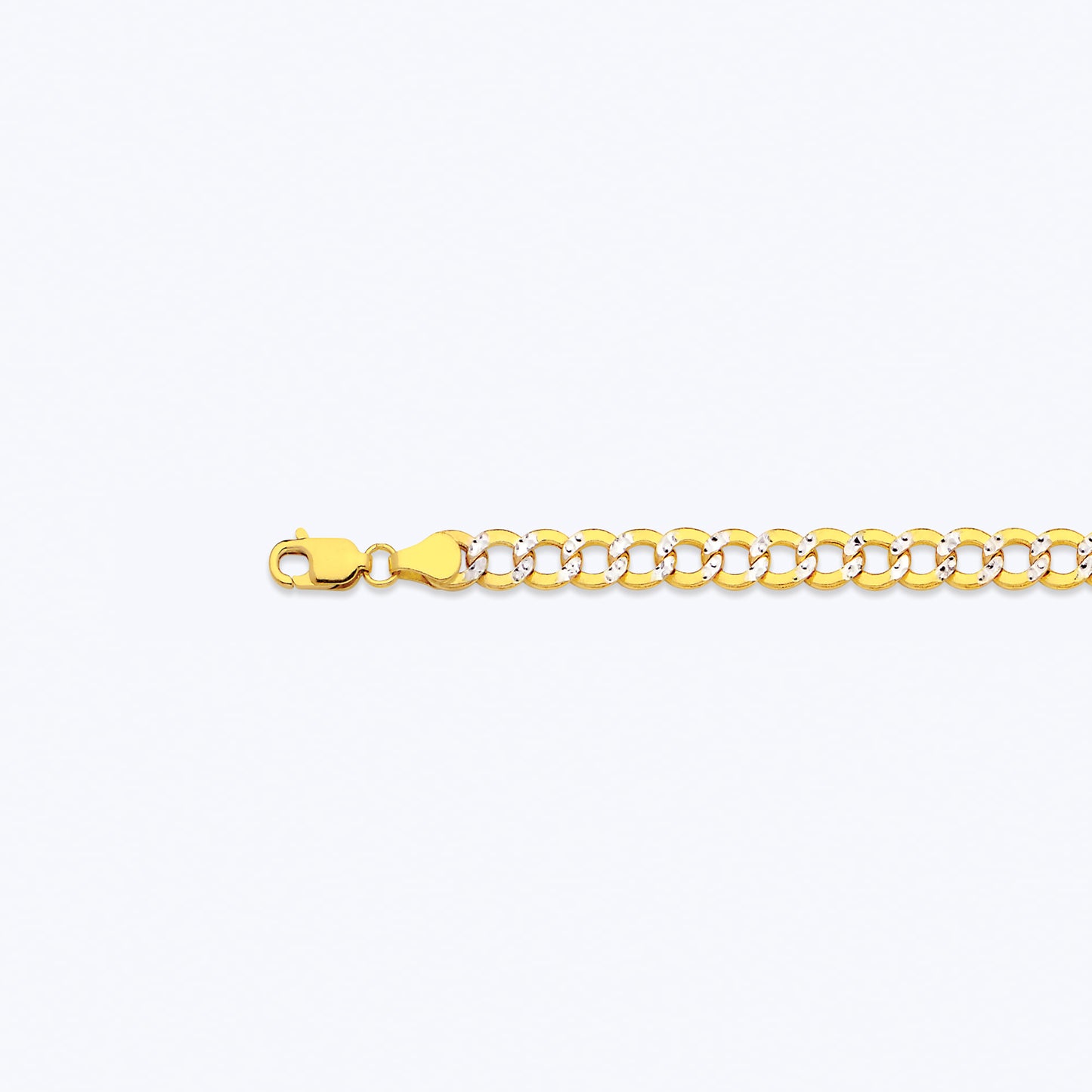 10K 5.5MM YELLOW GOLD HOLLOW PAVE CURB 24" CHAIN NECKLACE (AVAILABLE IN LENGTHS 7" - 30")