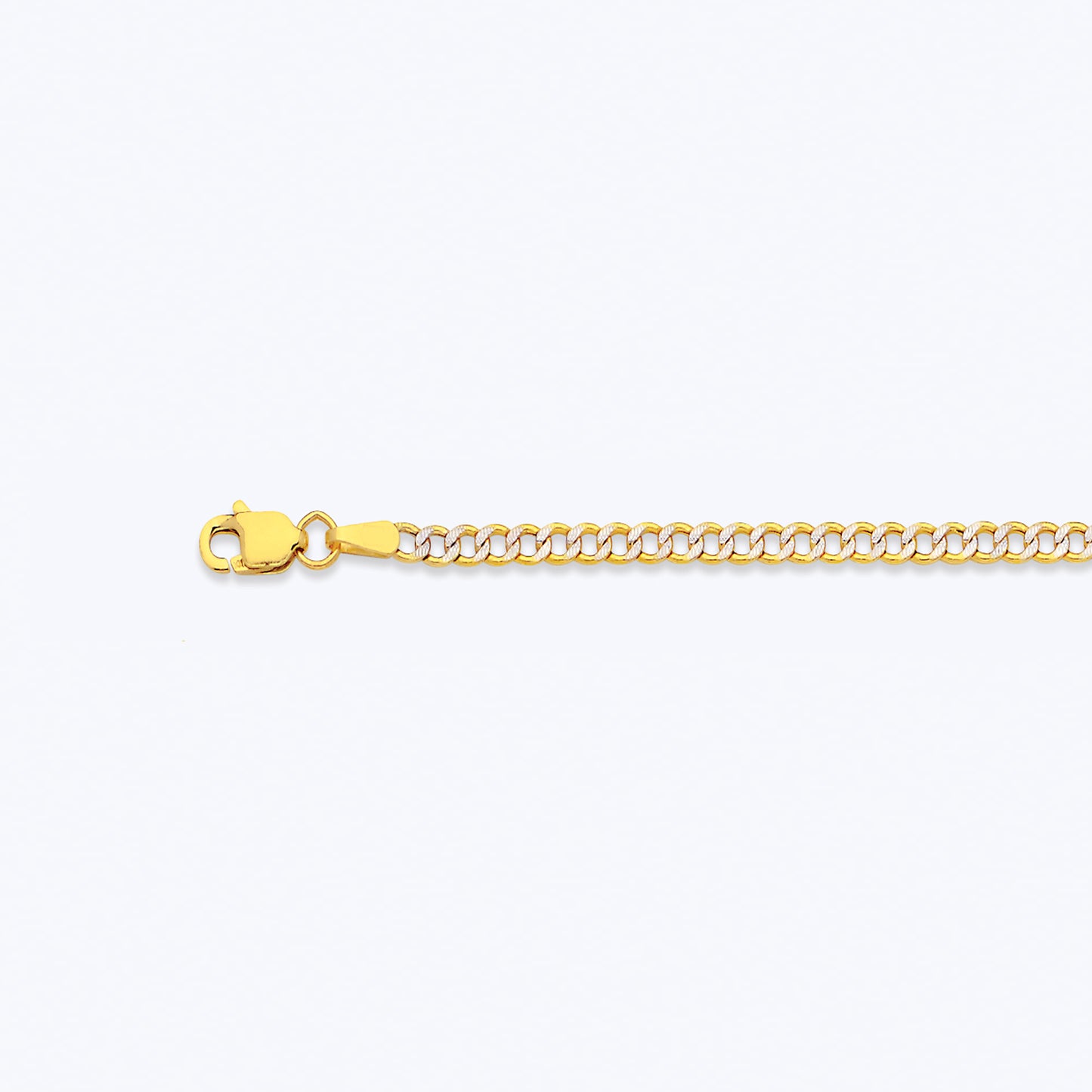 14K 2.5MM YELLOW GOLD HOLLOW PAVE CURB 28" CHAIN NECKLACE (AVAILABLE IN LENGTHS 7" - 30")