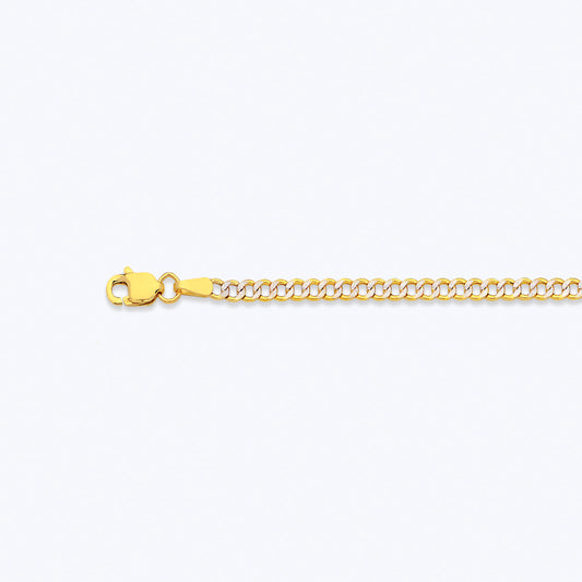 14K 2.5MM YELLOW GOLD HOLLOW PAVE CURB 28" CHAIN NECKLACE (AVAILABLE IN LENGTHS 7" - 30")