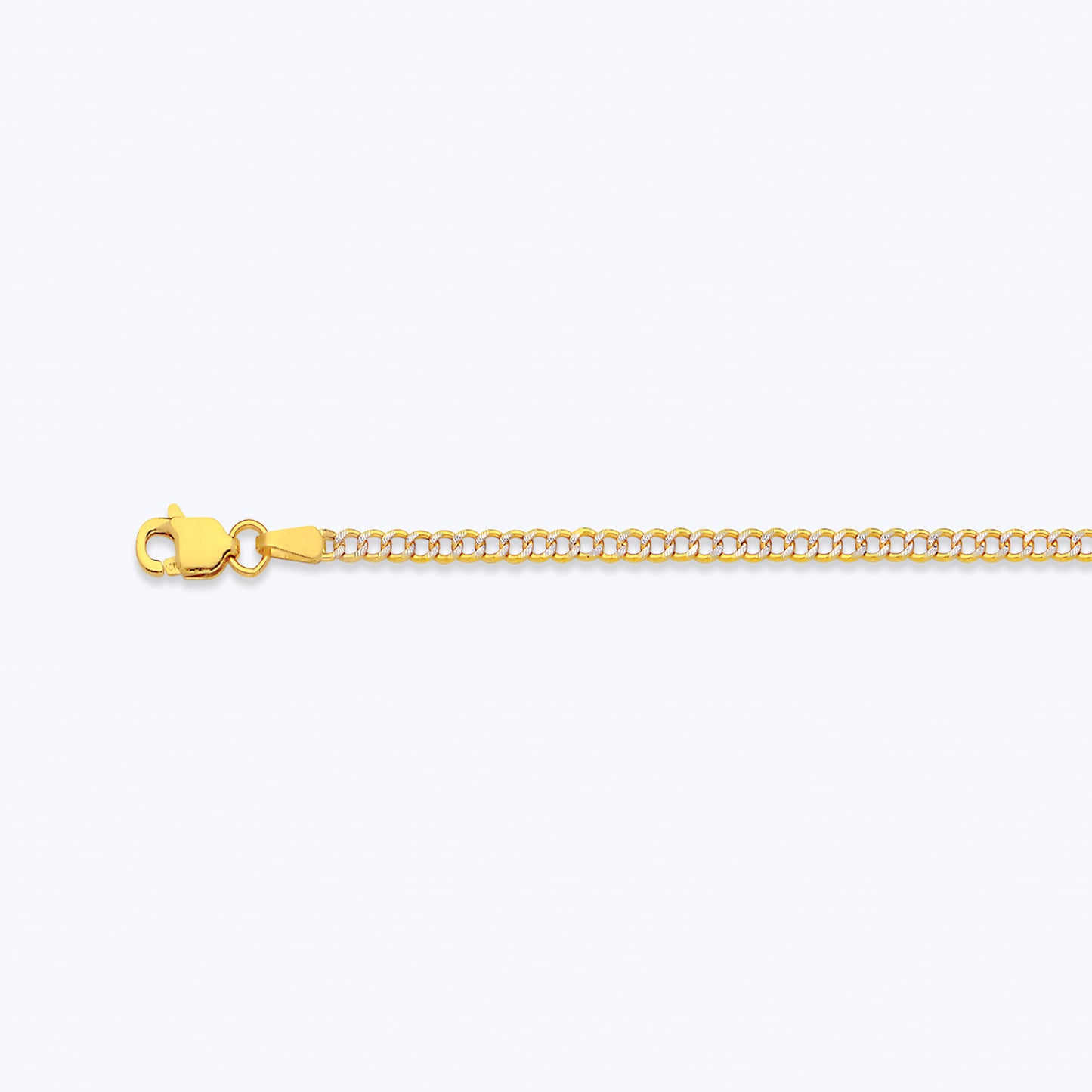 14K 2MM YELLOW GOLD HOLLOW PAVE CURB 16" CHAIN NECKLACE (AVAILABLE IN LENGTHS 7" - 30")