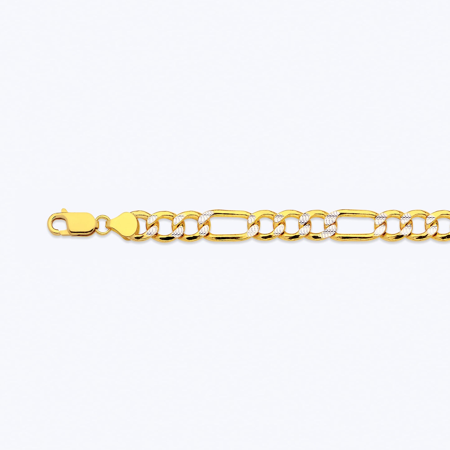 10K 7.5MM YELLOW GOLD HOLLOW PAVE FIGARO 30" CHAIN NECKLACE (AVAILABLE IN LENGTHS 7" - 30")