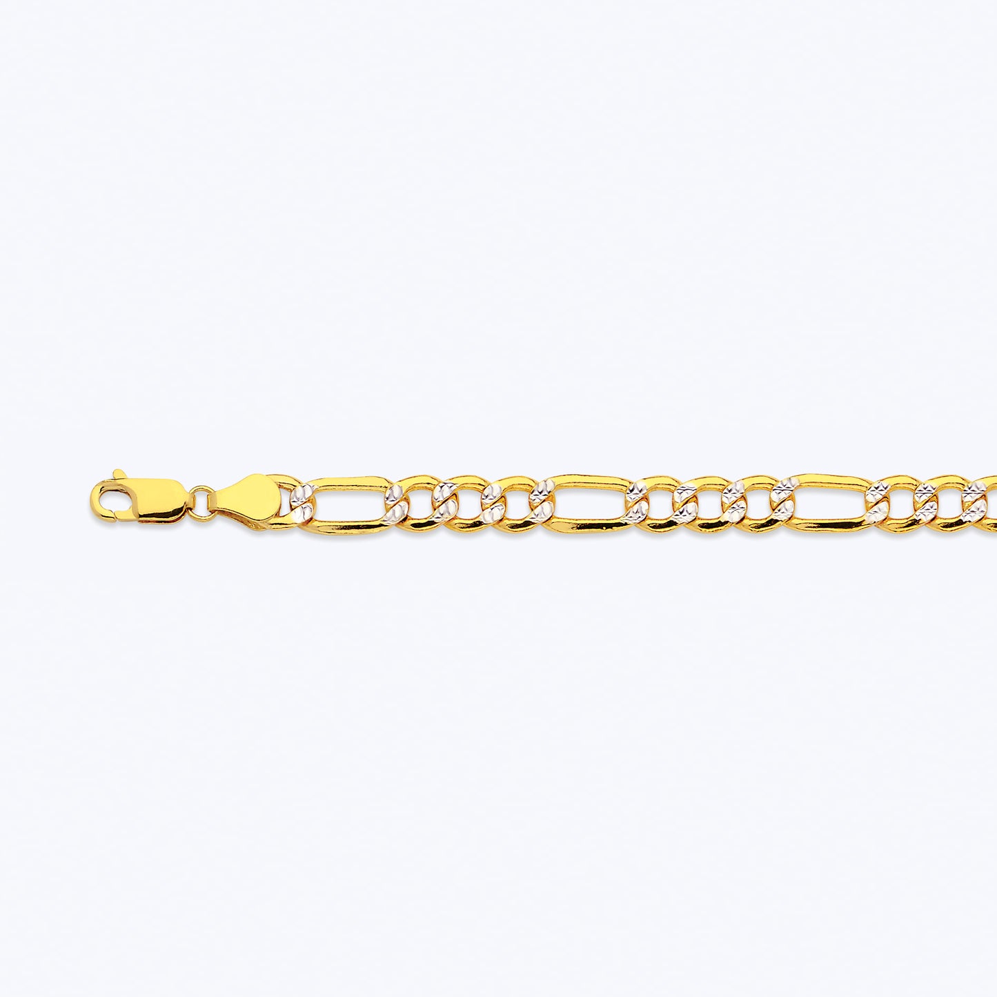 14K 6.5MM YELLOW GOLD HOLLOW PAVE FIGARO 16" CHAIN NECKLACE (AVAILABLE IN LENGTHS 7" - 30")