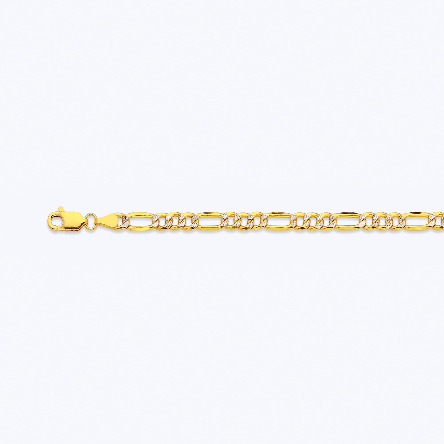 14K 4.5MM YELLOW GOLD HOLLOW PAVE FIGARO 20" CHAIN NECKLACE (AVAILABLE IN LENGTHS 7" - 30")