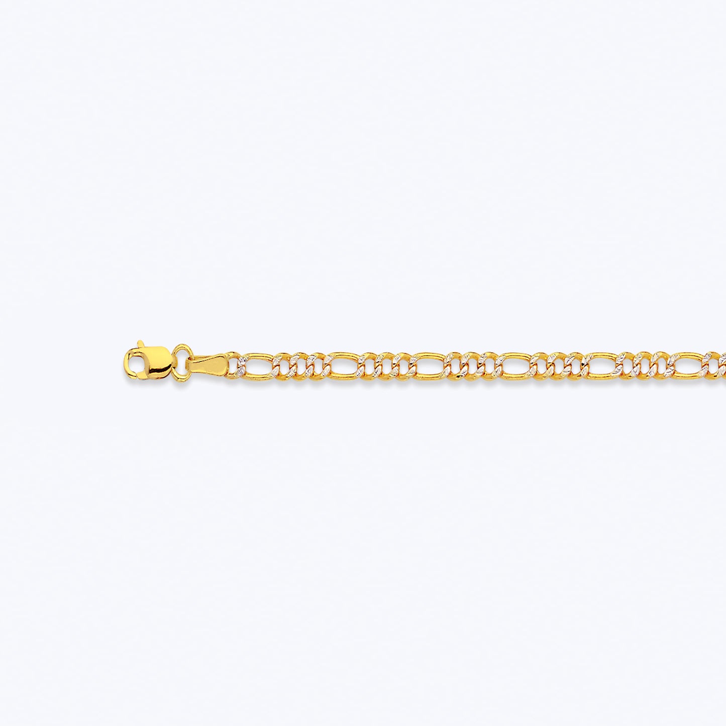 14K 2.5MM YELLOW GOLD HOLLOW PAVE FIGARO 16" CHAIN NECKLACE (AVAILABLE IN LENGTHS 7" - 30")