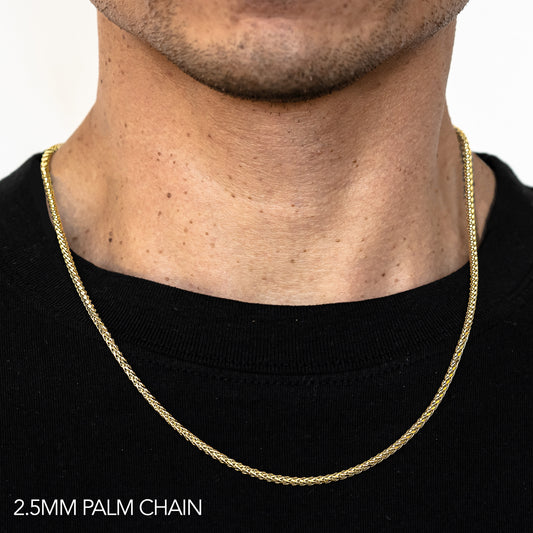 14K 2.5MM YELLOW GOLD PALM 16" CHAIN NECKLACE (AVAILABLE IN LENGTHS 7" - 30")