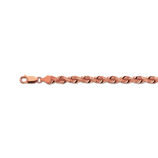 10K 6MM ROSE GOLD SOLID DC ROPE 7.5" CHAIN BRACELET (AVAILABLE IN LENGTHS 7" - 30")