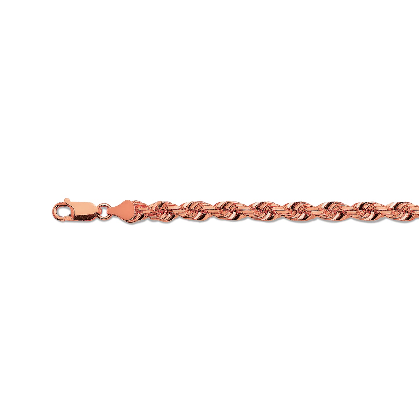 10K 6MM ROSE GOLD SOLID DC ROPE 8.5" CHAIN BRACELET (AVAILABLE IN LENGTHS 7" - 30")