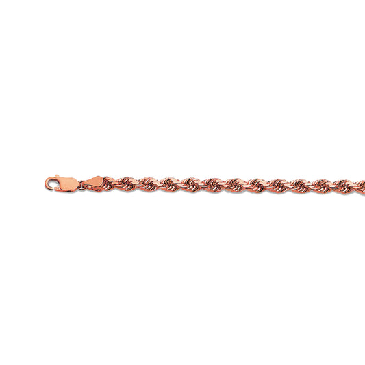 10K 5MM ROSE GOLD SOLID DC ROPE 9" CHAIN BRACELET (AVAILABLE IN LENGTHS 7" - 30")