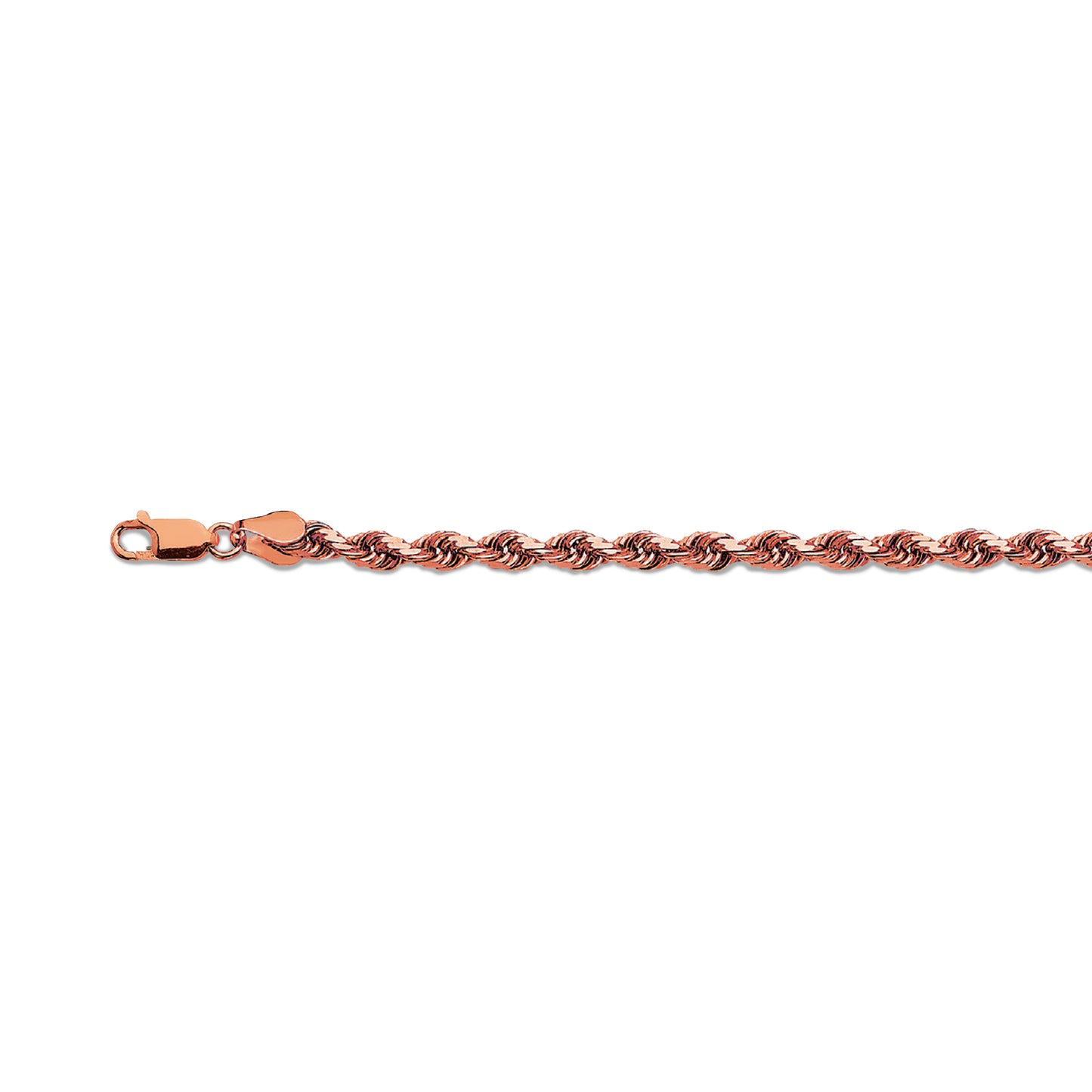 10K 4MM ROSE GOLD SOLID DC ROPE 18" CHAIN NECKLACE (AVAILABLE IN LENGTHS 7" - 30")