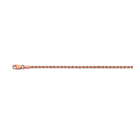 14K 2.5MM ROSE GOLD SOLID DC ROPE 7.5" CHAIN BRACELET (AVAILABLE IN LENGTHS 7" - 30")