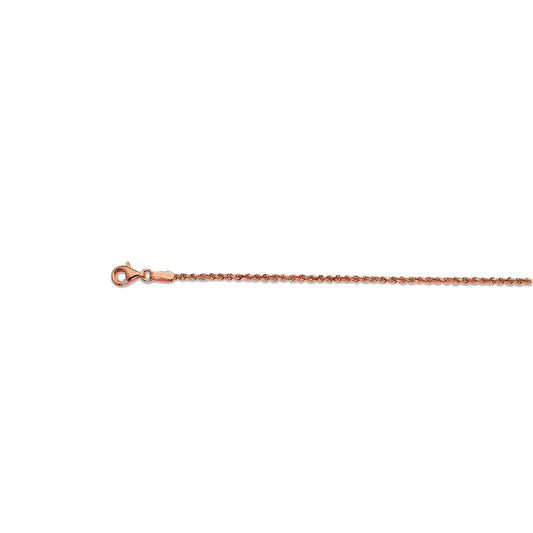 10K 1.5MM ROSE GOLD SOLID DC ROPE 7.5" CHAIN BRACELET (AVAILABLE IN LENGTHS 7" - 30")